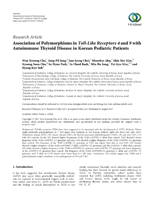 Association of Polymorphisms in Toll-Like Receptors 4 and 9 with AITD in Korean Pediatric Patients - 장정필_Page_1.png